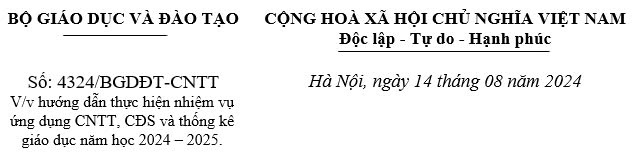 Hướng dẫn nhiệm vụ ƯD CNTT, CĐS và thống kê giáo dục 2024–2025